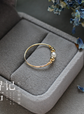 寻石记女14K包金珍珠戒指不褪色