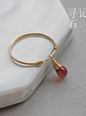 女14k包金石榴石戒指不褪色