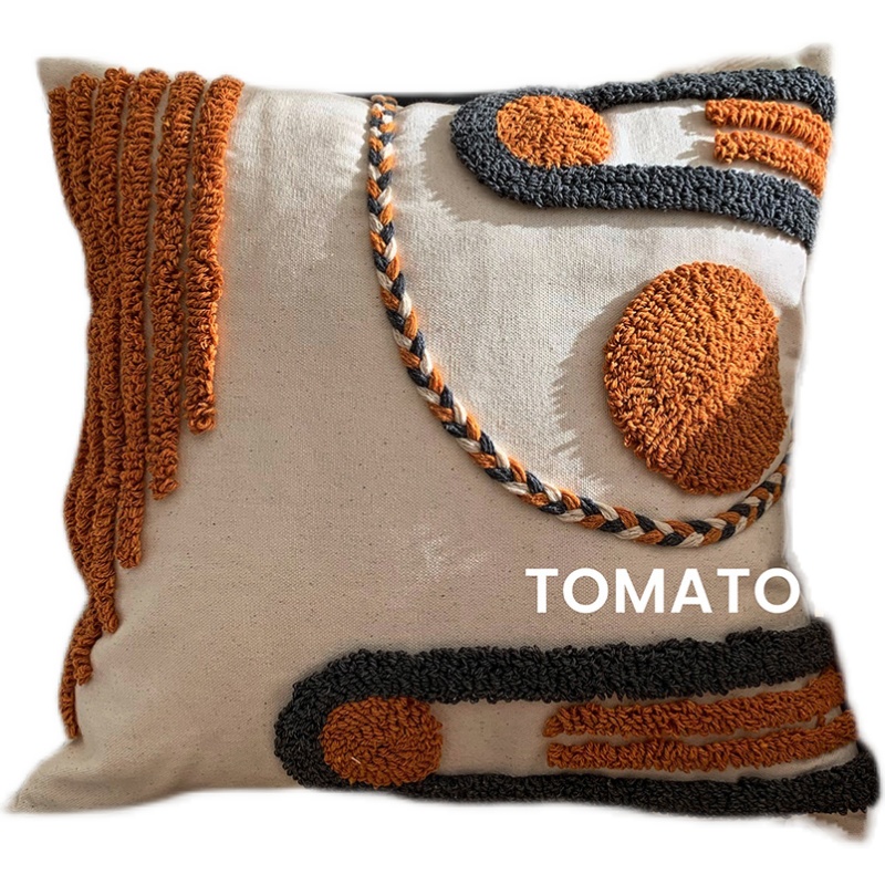 复古北欧ins 波西米亚民宿风轻奢簇绒手绘靠垫抱枕套沙发流苏枕套 - 图3