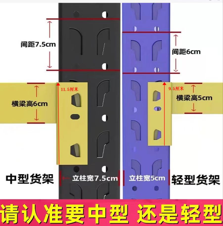 货架立柱腿蓝色白色金属配件轻型中型家用钢铁架子拆装零部件仓库