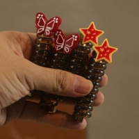 4 шт. [красные бабочки в горошек + объемные звезды]