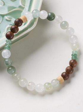 天然金丝檀手链文玩手串新中式天山翠绿东陵隔片单圈手链现货批发