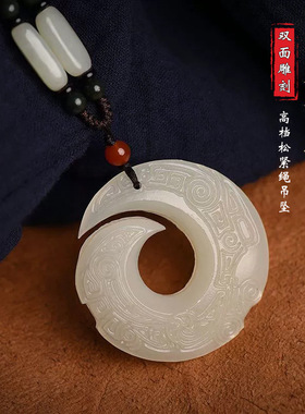 高档复古平安护身吊坠双面雕刻本命年时来运转松紧绳项链男女项链