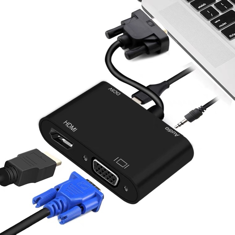 VGA to HDMI +VGA one-to-two converter computer VGA one in and two out HD video same screen device dual screen