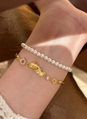 「鲤跃金波」拉丝小鱼新中式编织手链女轻奢小众高级感设计手饰款