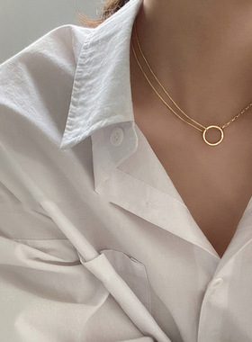 妻子的新世界梁媛张雯同款项链金色圆圈吊坠简约冷淡风铜镀真金女
