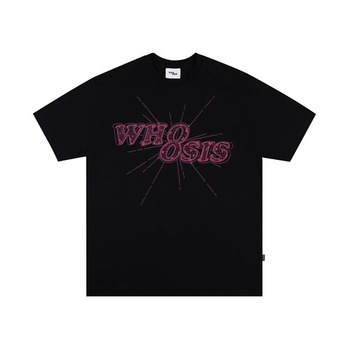 WHOOSIS（不知其名）8字logo钻石灯球短袖t恤男情侣街头国潮休闲 - 图1