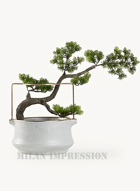 新中式风会所家具展厅禅意迎客松