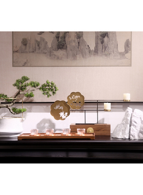 新中式风黄铜桌面摆件铁艺烛台