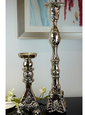 欧式风银色金属蜡烛台软装饰品