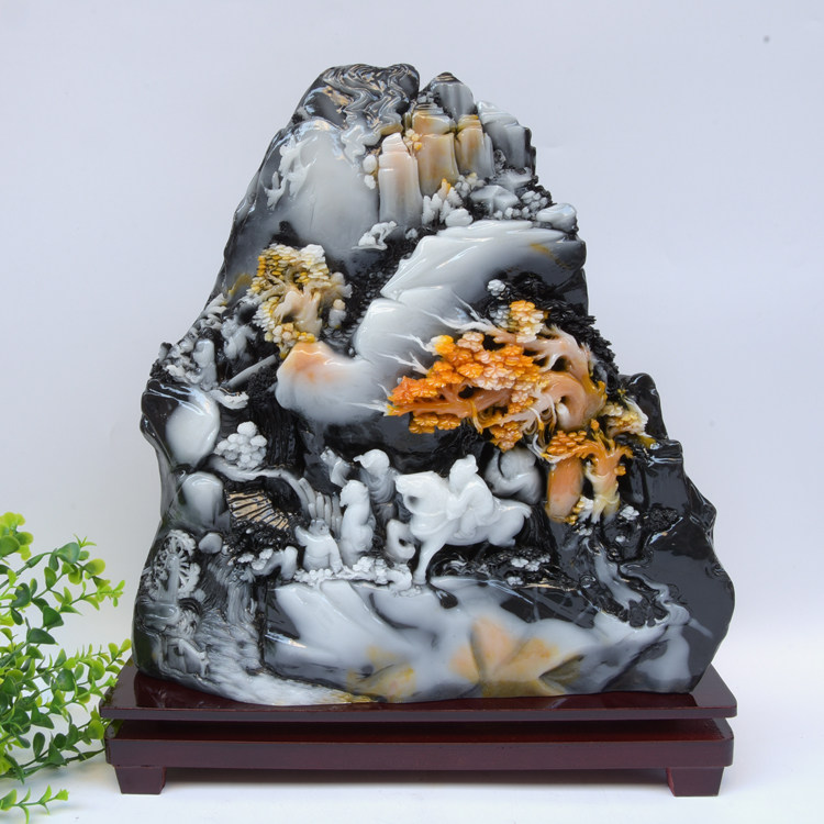 摆件天然奇石观赏大石头客厅仿寿山石雕刻天然玉器玉石玉雕工艺品_虎窝淘