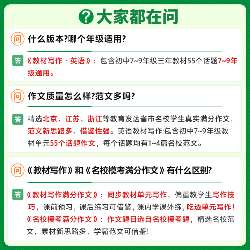 2024万唯中考初中英语名校满分作文同步中学生教材优秀写作范文技巧大全初一初二初三七八九年级试题研究作文书辅导书训练万维教育 - 图3