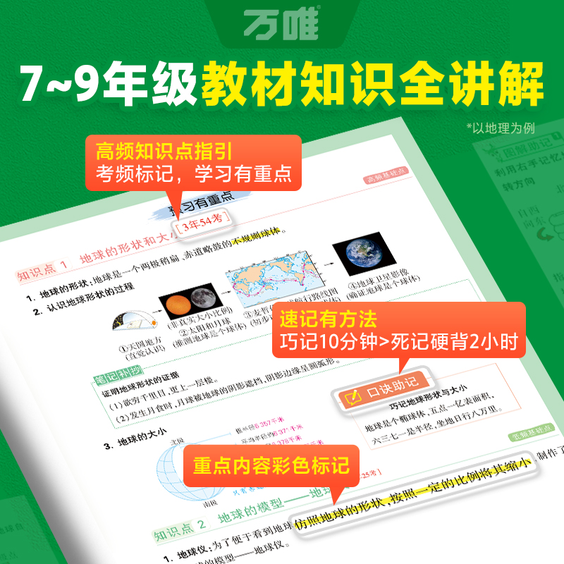 2025万唯初中生物地理基础知识会考小中考总复习初一初二生地知识点大全七八九年级公式工具教辅书试题研究万维教育旗舰店
