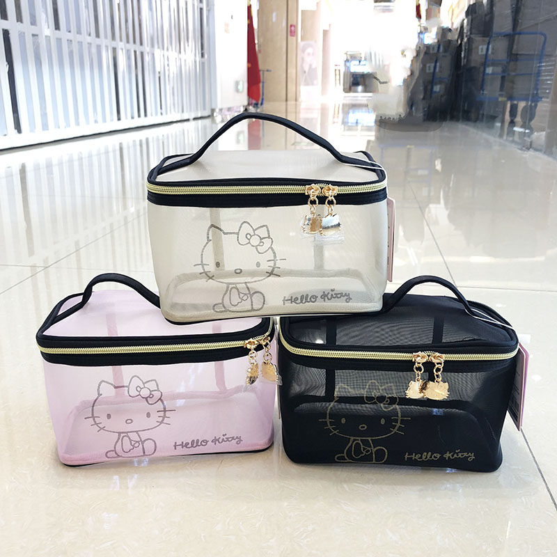 雾花HelloKitty网纱化妆包小方包韩国ins手提收纳袋大容量洗漱包,淘宝优惠券,粉丝福利购,淘宝优惠卷