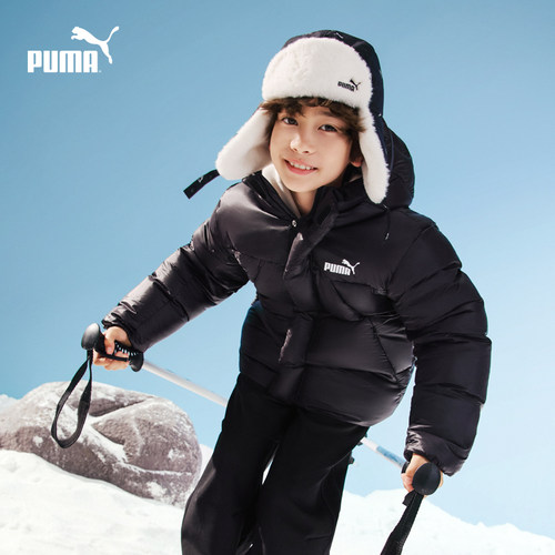 PUMA彪马童装冬季新款儿童羽绒服拼接连帽厚羽绒外套高清洁度冬装 - 图2