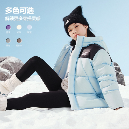 PUMA彪马童装冬季新款儿童羽绒服拼接连帽厚羽绒外套高清洁度冬装 - 图3