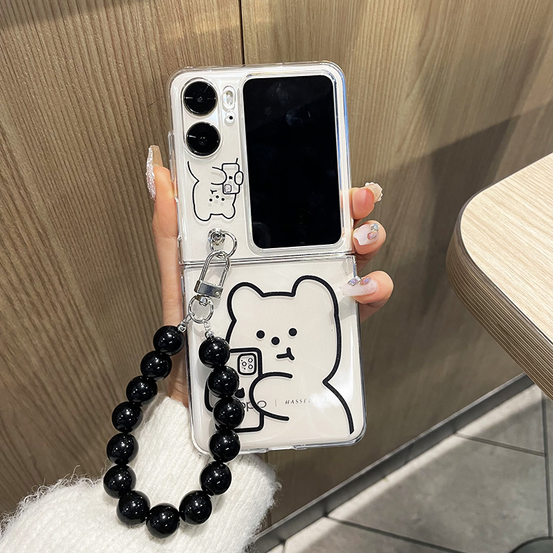 【卡通小熊手链】适用于oppofindn2 flip手机壳新款findn2zflip折叠屏超薄保护套全包防摔外壳男女高档透明壳 - 图0