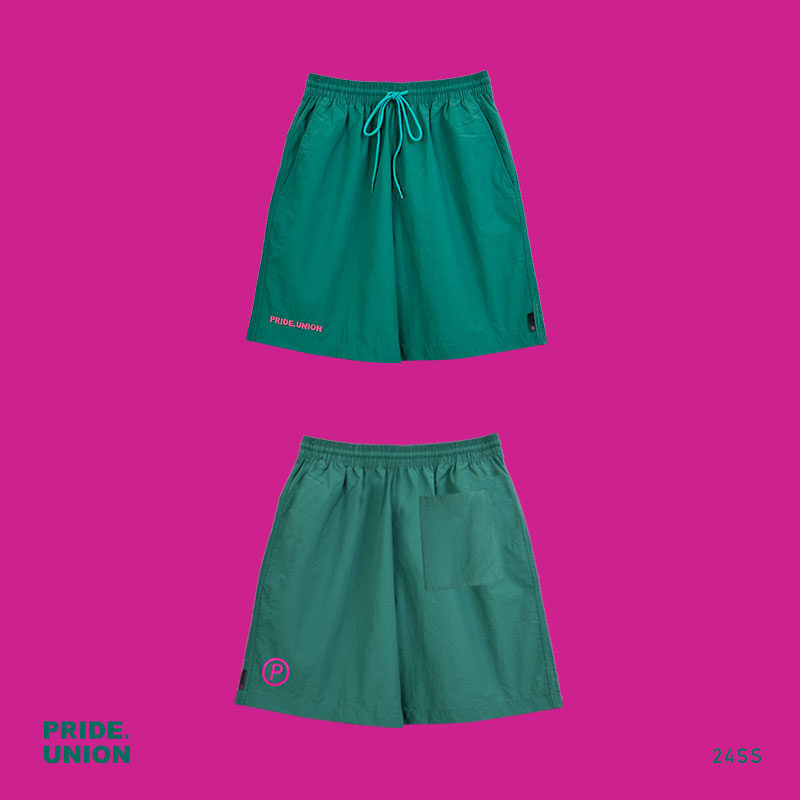 【黄曦彦同款】PRIDE*UNION糖果色刺绣字母短裤男夏季轻薄休闲裤,淘宝优惠券,粉丝福利购,淘宝优惠卷