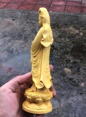 崖柏黄杨木木雕摆件观音菩萨