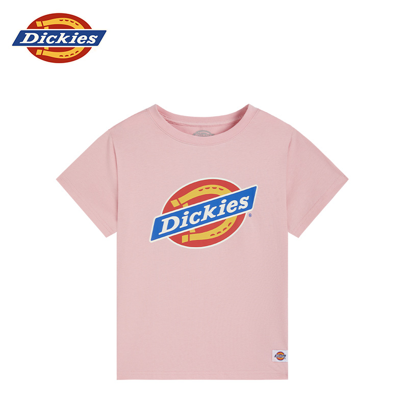 Dickies童装男童女童T恤24彩标斜logo大印花圆领宽松儿童短袖T恤-图1