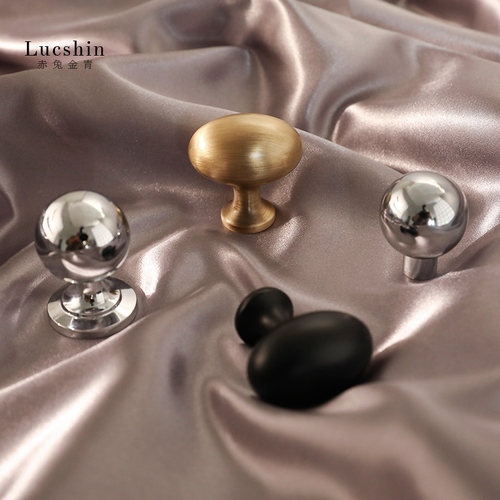 复古黄铜单孔拉手衣柜法式北欧简约银色抽屉古铜色橱柜门圆球把手 - 图2