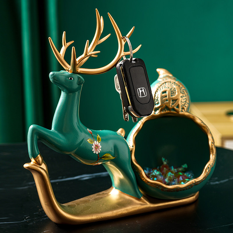 创意麋鹿放钥匙收纳摆件置物架现代轻奢玄关鞋柜入户进门口装饰品,淘宝优惠券,粉丝福利购,淘宝优惠卷
