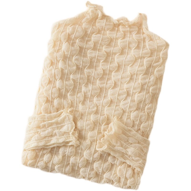 褶皱木耳网纱上衣堆堆高领蕾丝打底衫女秋冬长袖洋气毛衣内搭纱衣,淘宝优惠券,粉丝福利购,淘宝优惠卷