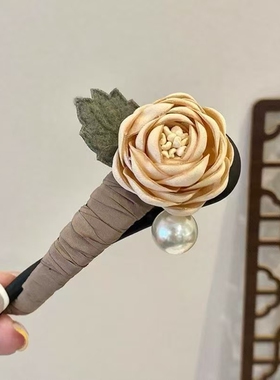 复古高级感夹子花朵发夹后脑勺抓夹盘发神器气质头饰香蕉夹发卡