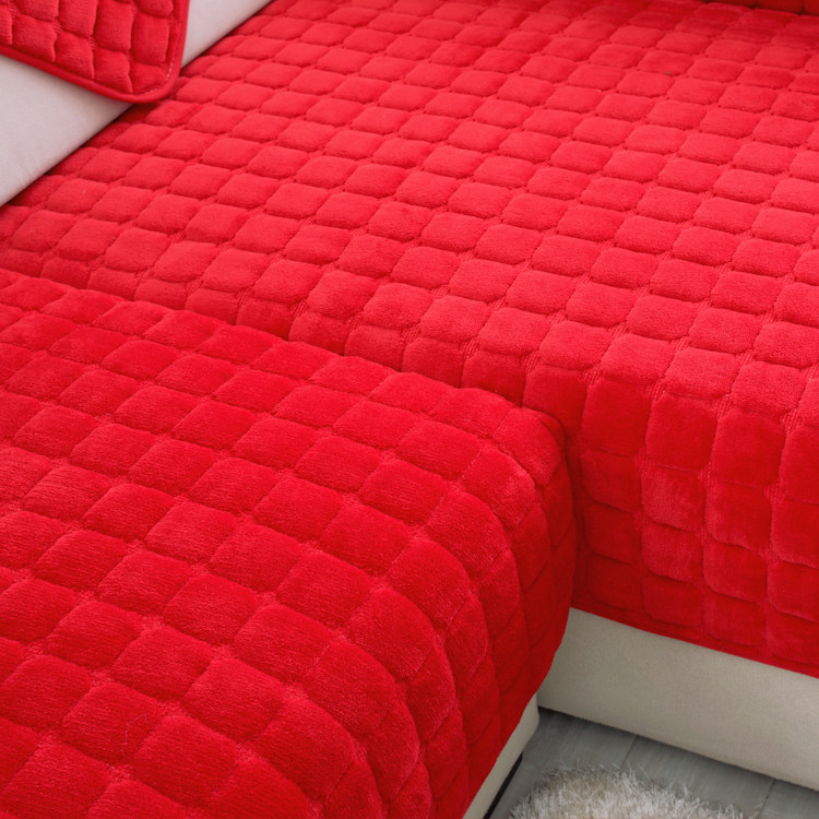 喜庆大红结婚沙发垫秋冬加厚毛绒坐垫皮沙发防滑简约沙发套沙发罩,淘宝优惠券,粉丝福利购,淘宝优惠卷