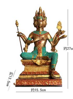 东南亚风纯铜四面佛会所工艺品