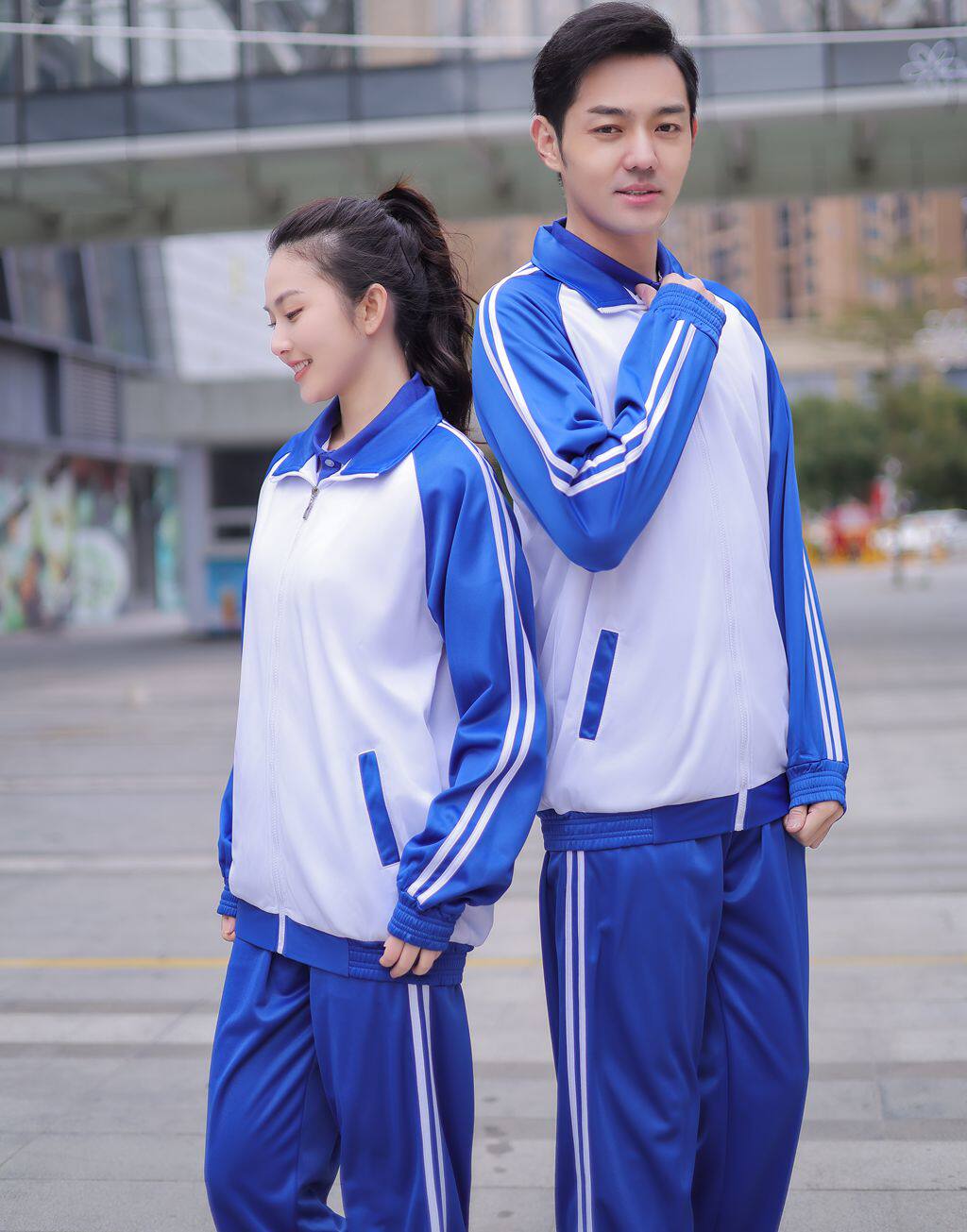匆匆那年校服套装初中高中学生班服网红同款蓝白短袖长裤薄外套装