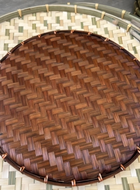 仿古圆形簸箕竹编制品家用收纳筐