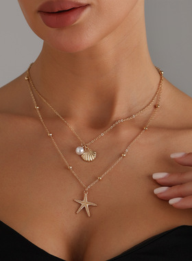 海滩风项链海洋度假风海螺贝壳海星个性精致百搭