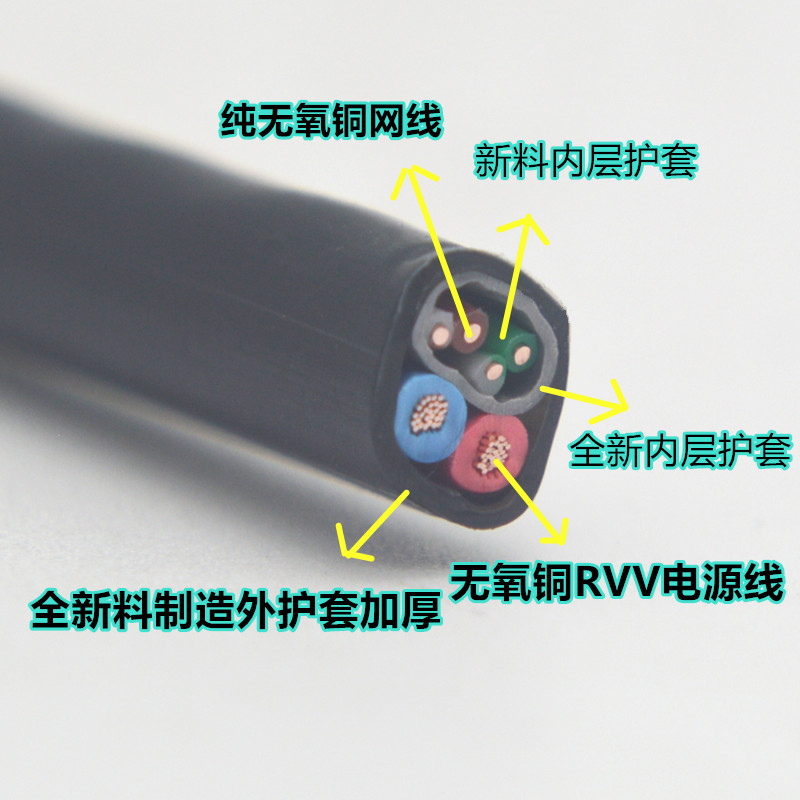 室外4芯8芯网线带电源一体线网络综合线监控双绞线纯无氧铜包邮