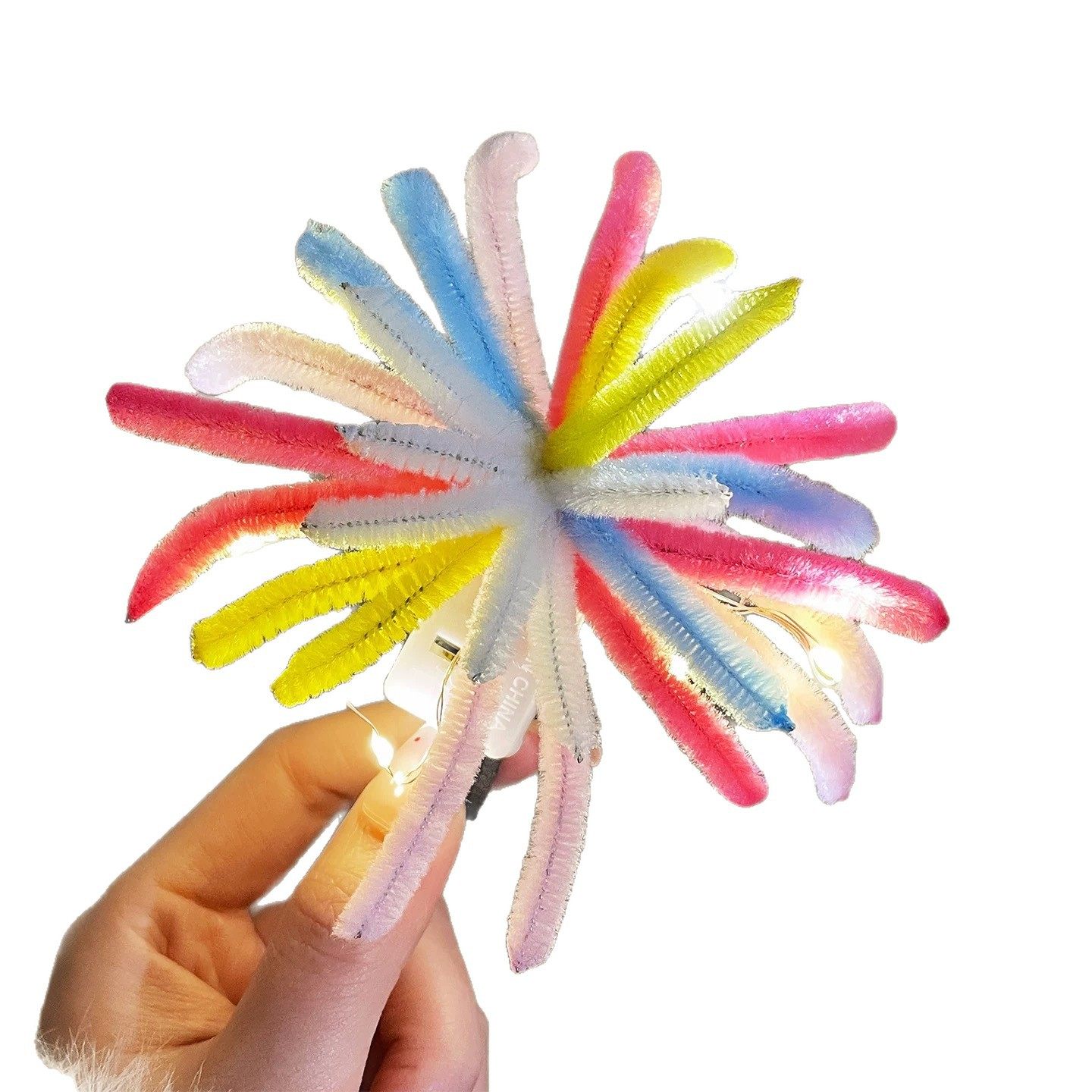 2026新款彩色发光烟花扭扭棒发夹女边夹新年氛围感侧边夹发卡头饰,淘宝优惠券,粉丝福利购,淘宝优惠卷