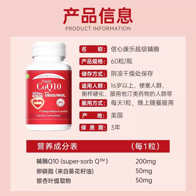 Confidence Recreation 200mg ຫຼຸດລົງ coenzyme q10