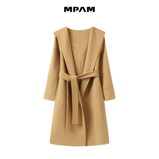 【蜜蜂惊喜社】 MPAM双面呢浴袍风连帽大衣羊毛外套女2025
