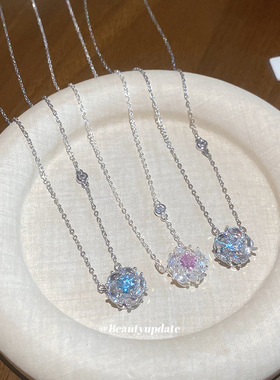 韩系ins风璀璨锆石花朵项链高级