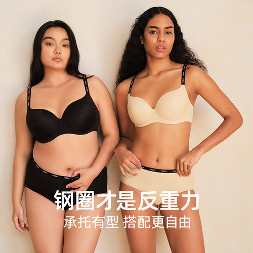 【小青提】遐无痕内衣女薄款新光面上托侧推全罩杯大胸显小文胸-图0