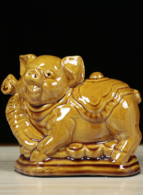 奇门化四害红色陶瓷牛龙羊狗摆件补缺角鸡客厅办公室风水摆件