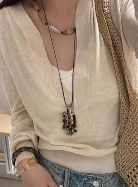 2026爆款斑马石流苏项链高级感