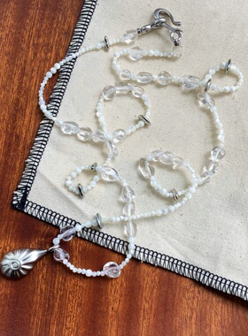 夏新不规则白贝母串珠长款毛衣链