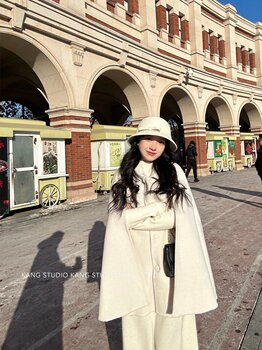 Kangkang New Year's jersey temperament versatile double-sided woolen cloak coat for women 2023 ເສື້ອຄຸມຍາວກາງລະດູໜາວໃໝ່