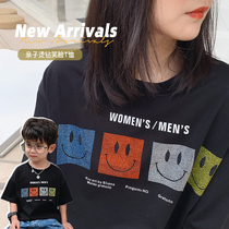 ivan home Ivan child clothing 2022 new wave smiley face pro-son clothing T-shirt slim fit mother and daughter dress casual short sleeves