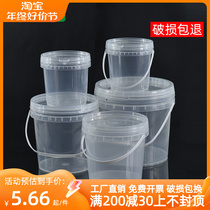 Food grade sealed plastic barrel transparent small bucket ice-cream packing barrel with lid ice powder keg 5 10L liters