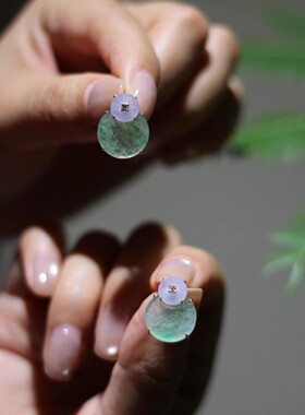 Dopamine Vault」清樾.新中式国风仿制翡翠清冷风简约百搭耳钉