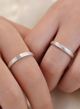 999足银简约小众设计感情侣对戒