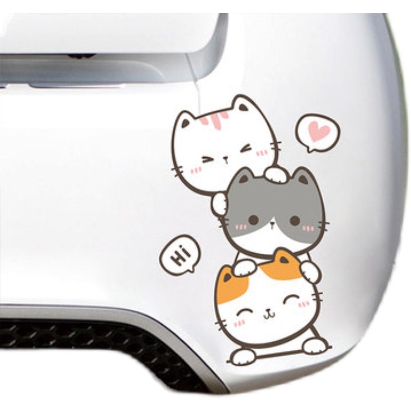 汽车前保险杠可爱装饰贴纸车头竖长刮痕遮挡遮盖贴画防水防晒车贴 - 图3