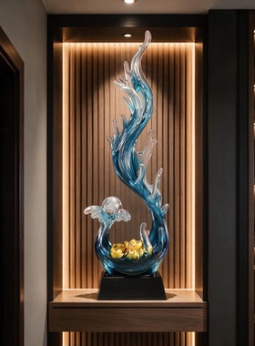 曲形浪涛托珠摆件餐边柜陈设鸿运当头商务伙伴答谢吉祥摆饰藏品