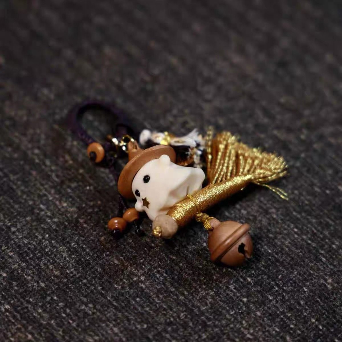 芭比檀木镶嵌款魔法师搭配桃木铃铛提溜挂件文玩手串配饰钥匙扣,淘宝优惠券,粉丝福利购,淘宝优惠卷